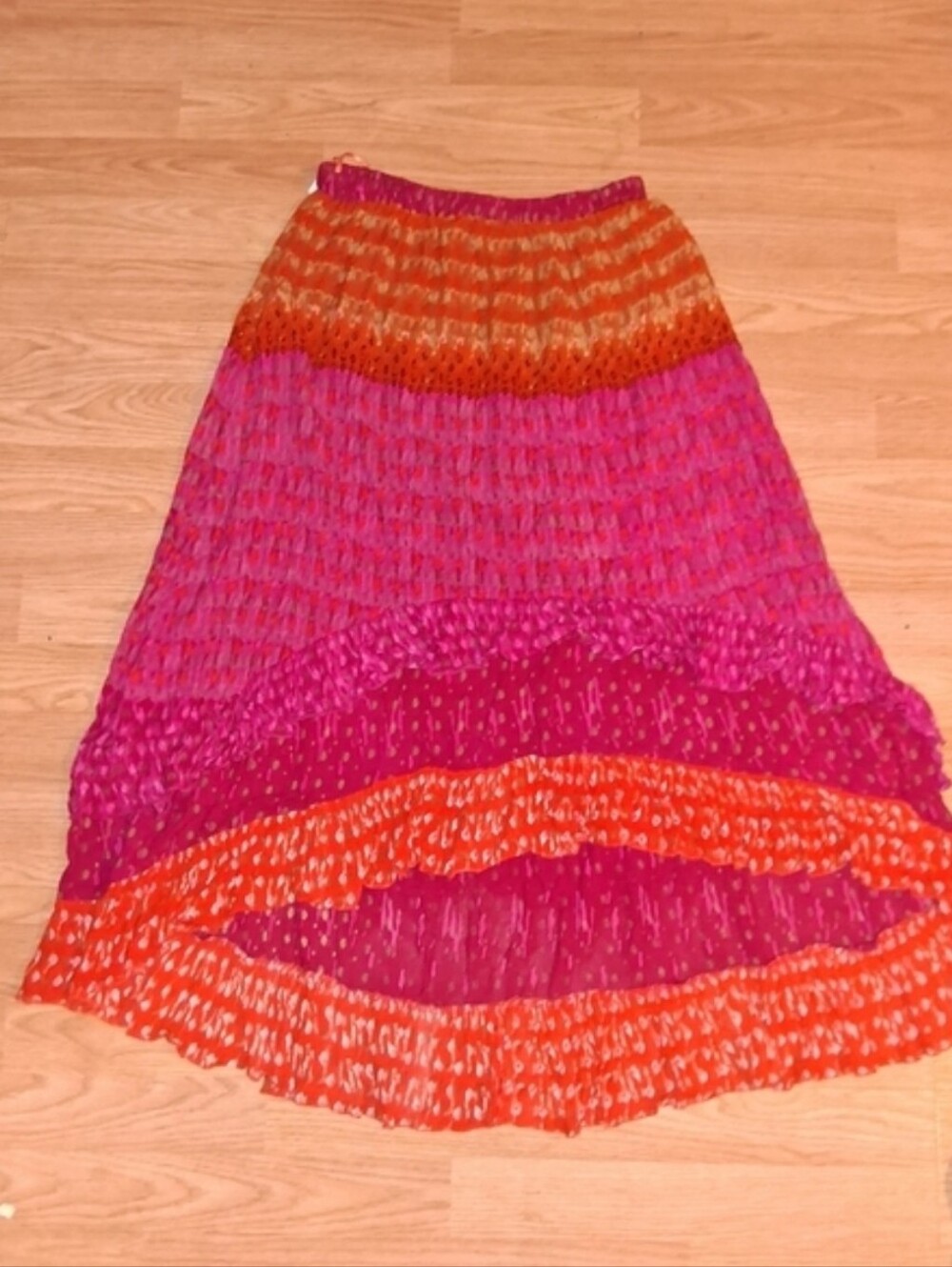 #9 Tantrums Tiered High-Low Skirt in Pink & Orange - Picture 2 of 5